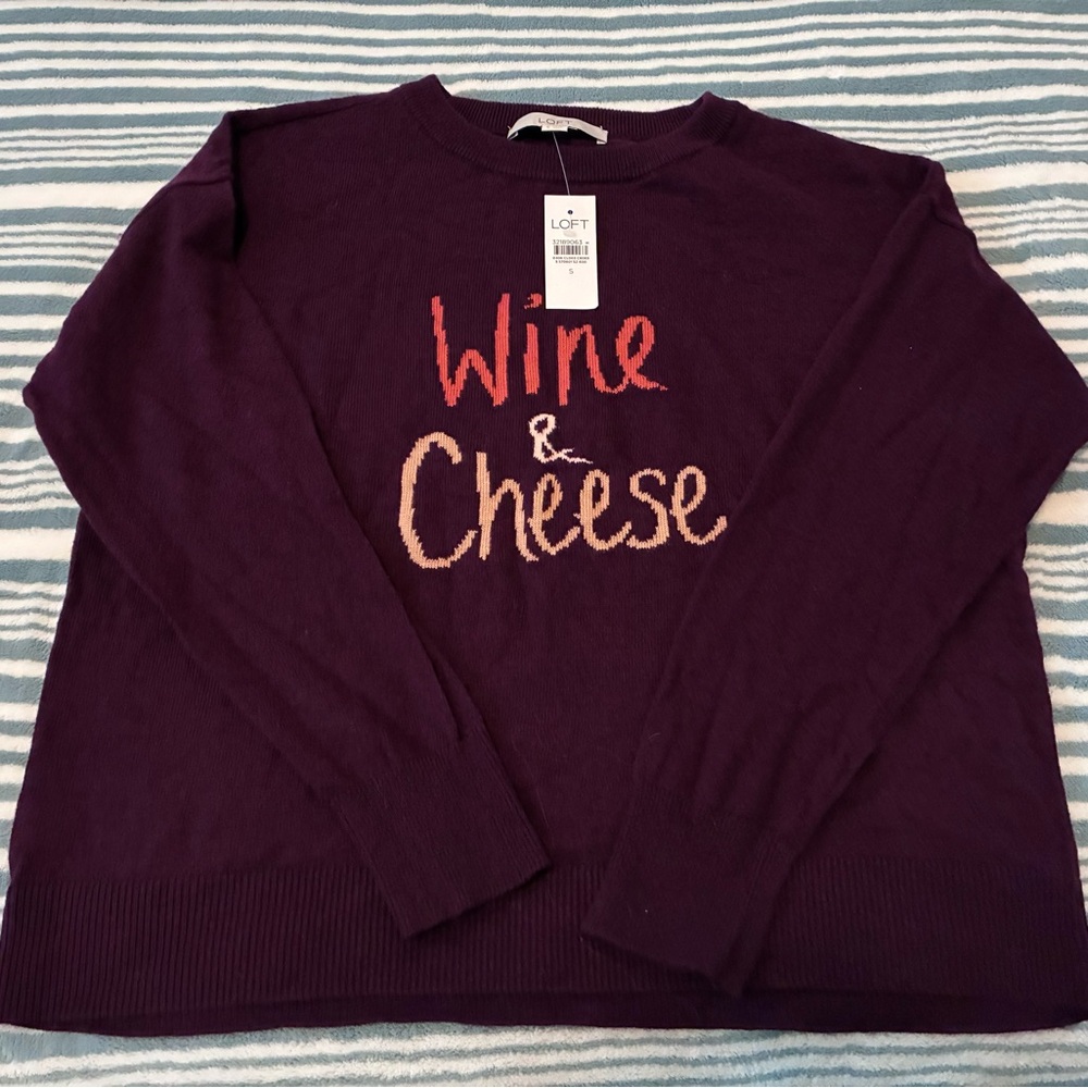 LOFT Burgundy Wine & Cheese Sweater